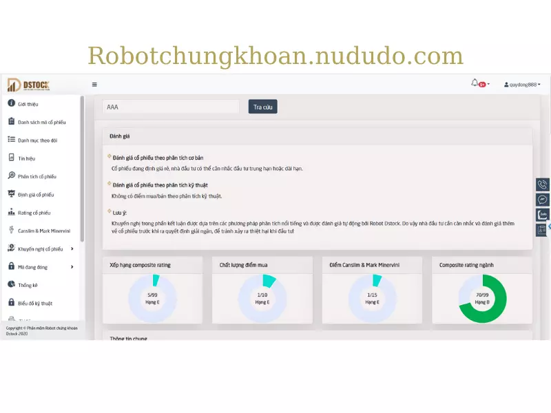 Phần mềm phân tích chứng khoán miễn phí Robot chứng khoán Dstock và Dchart với giao diện thông minh và nhiều tính năng