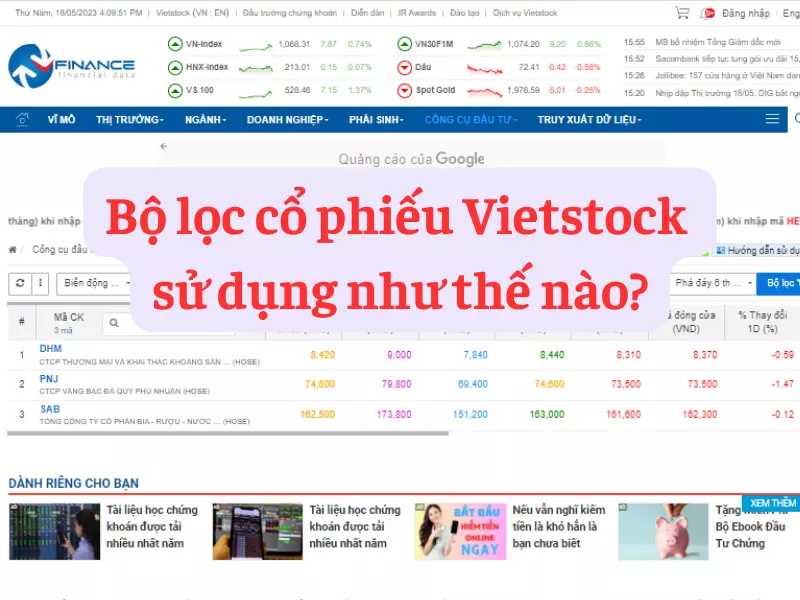 Cách sử dụng bộ lọc cổ phiếu Vietstock như thế nào