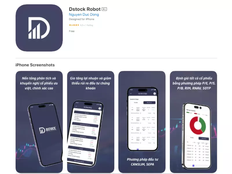 Robot chứng khoán Dstock và giao diện ứng dụng phần mềm chứng khoán cho IOS