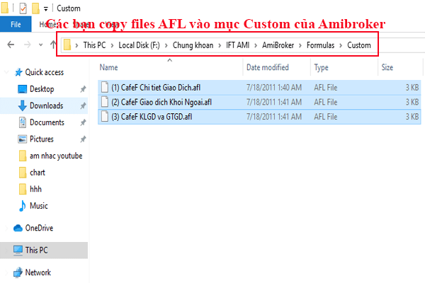 Copy Files AFL vào thư mục cài đặt Amibroker