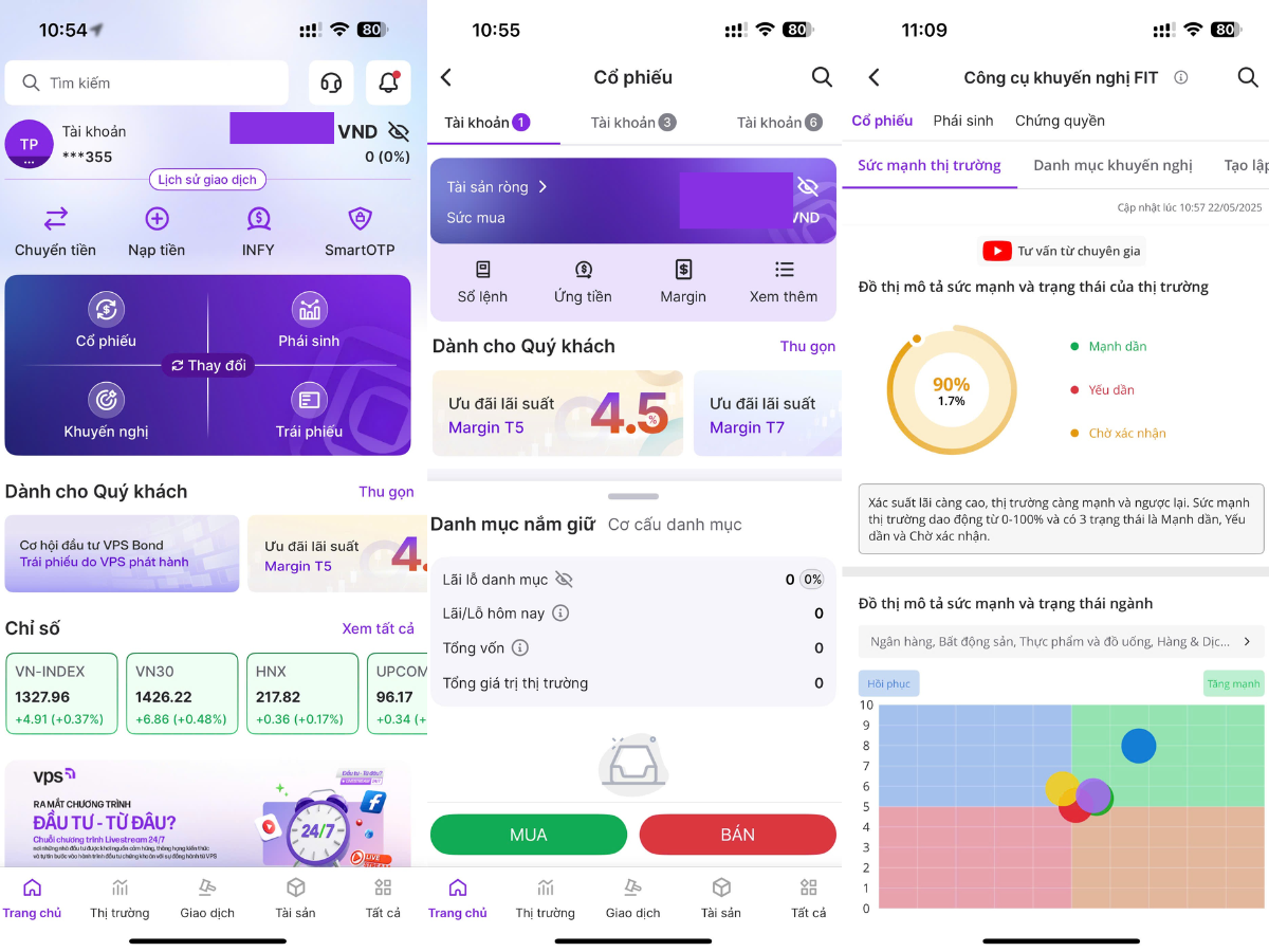 App VPS Smartone quản trị tài khoản chứng khoán trên điện thoại