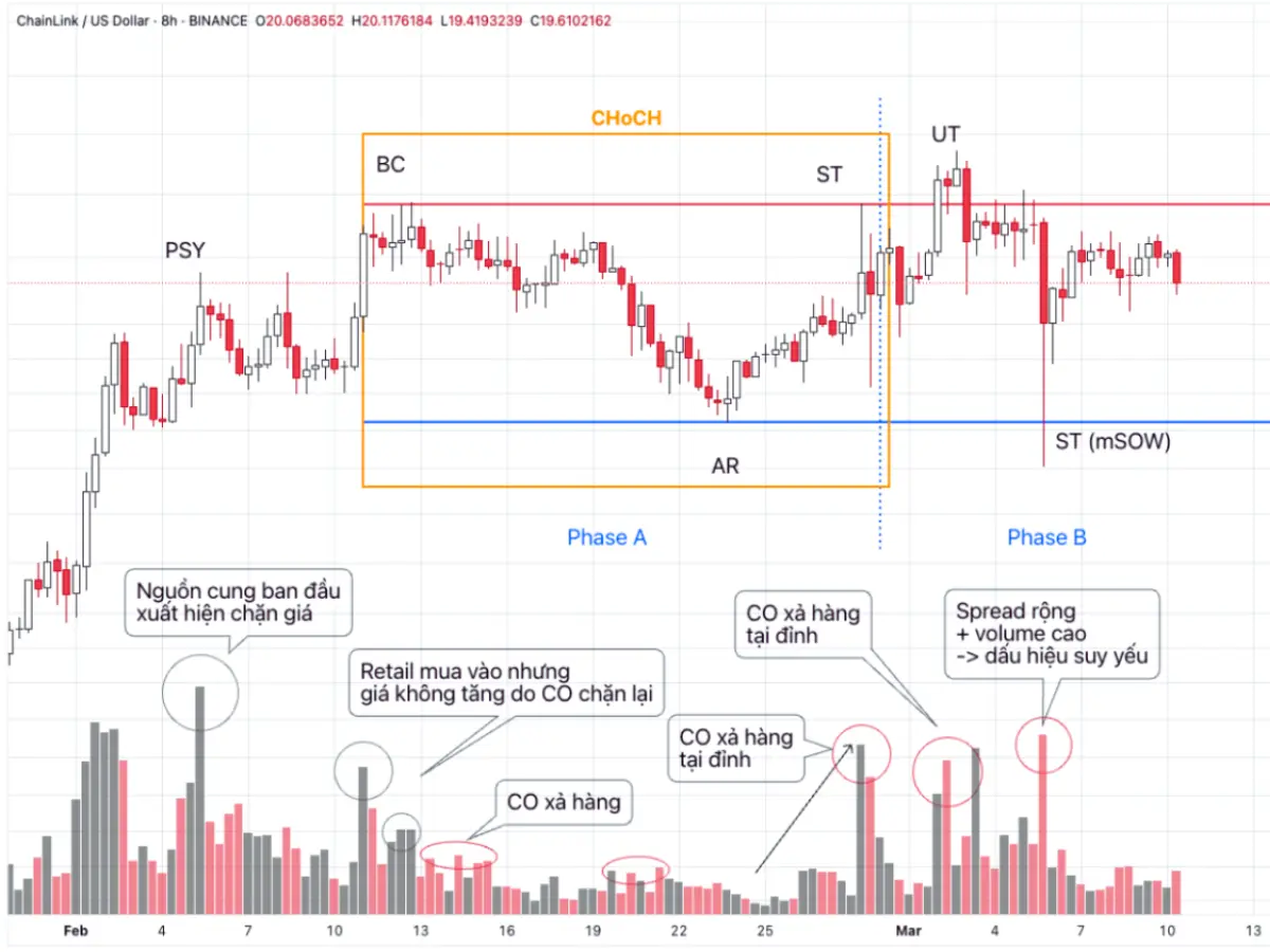 Phase B cấu trúc phân phối Wyckoff