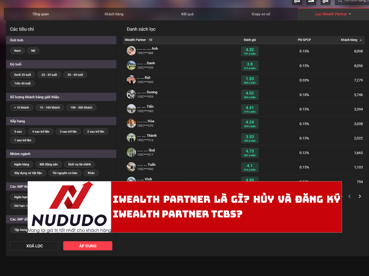 iwealth partner là gì Hủy và đăng ký iwealth partner TCBS