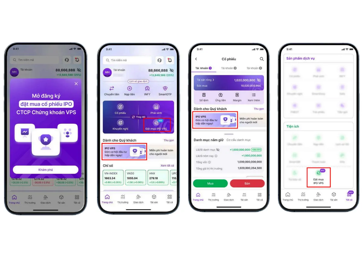 Truy cập mục Đăng ký đặt mua cổ phiếu IPO VPS trên smartone