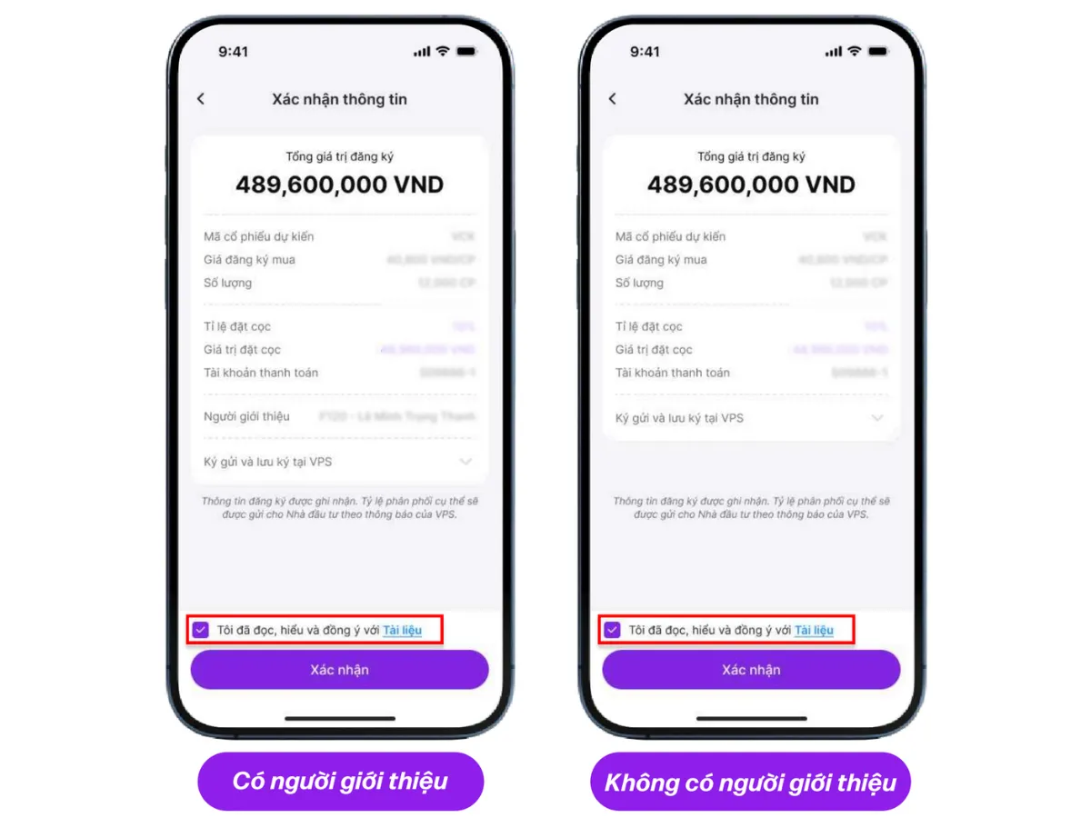 Xác nhận thông tin đăng ký mã VCK