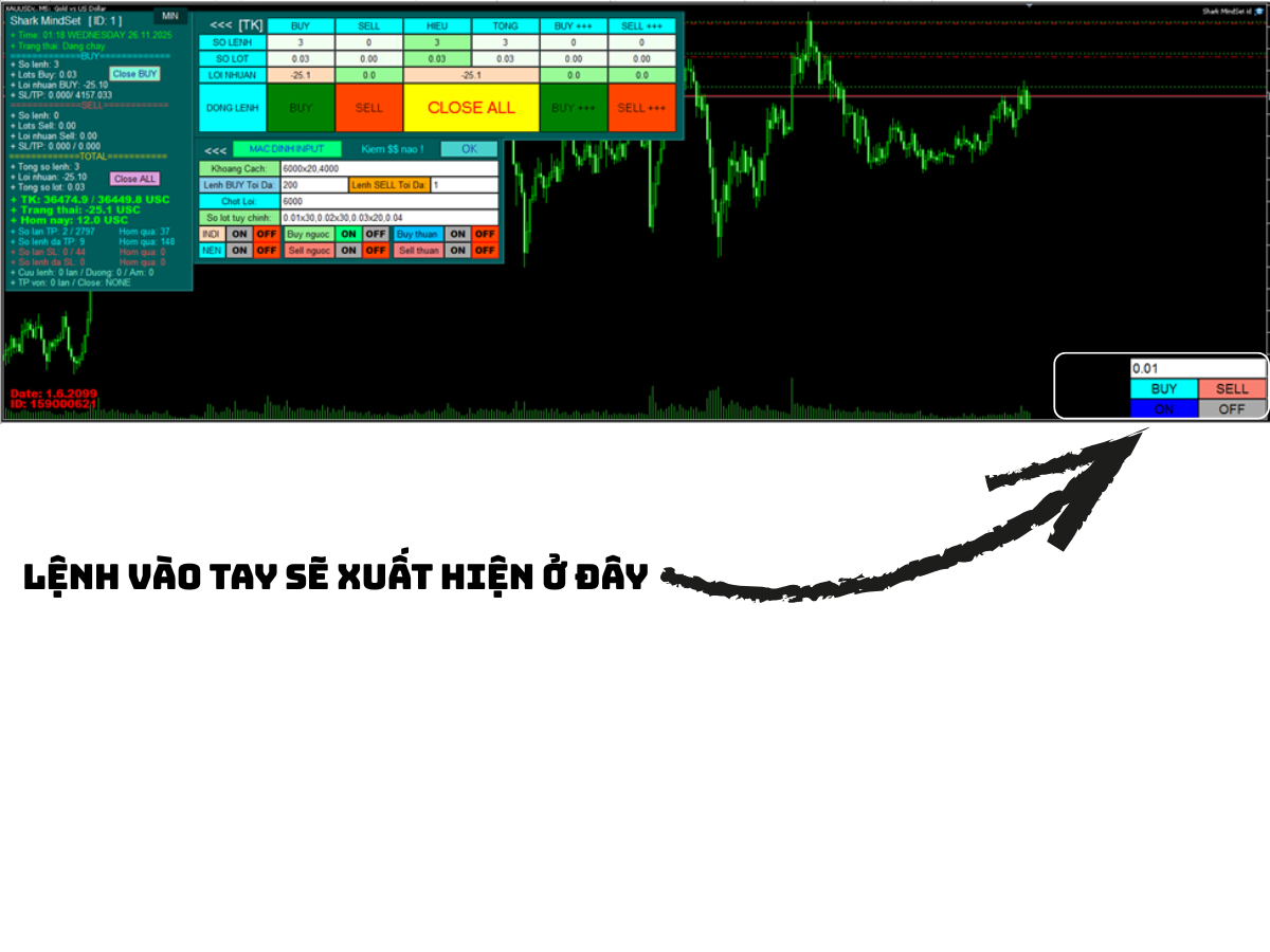 Hiển thị giao diện BOT DCA HEDGE