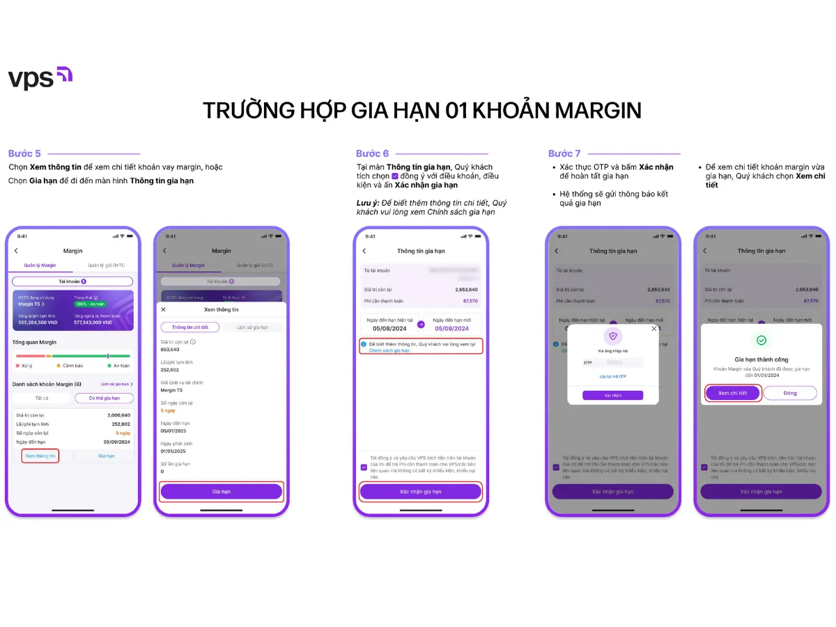 Cách gia hạn 01 khoản vay margin VPS